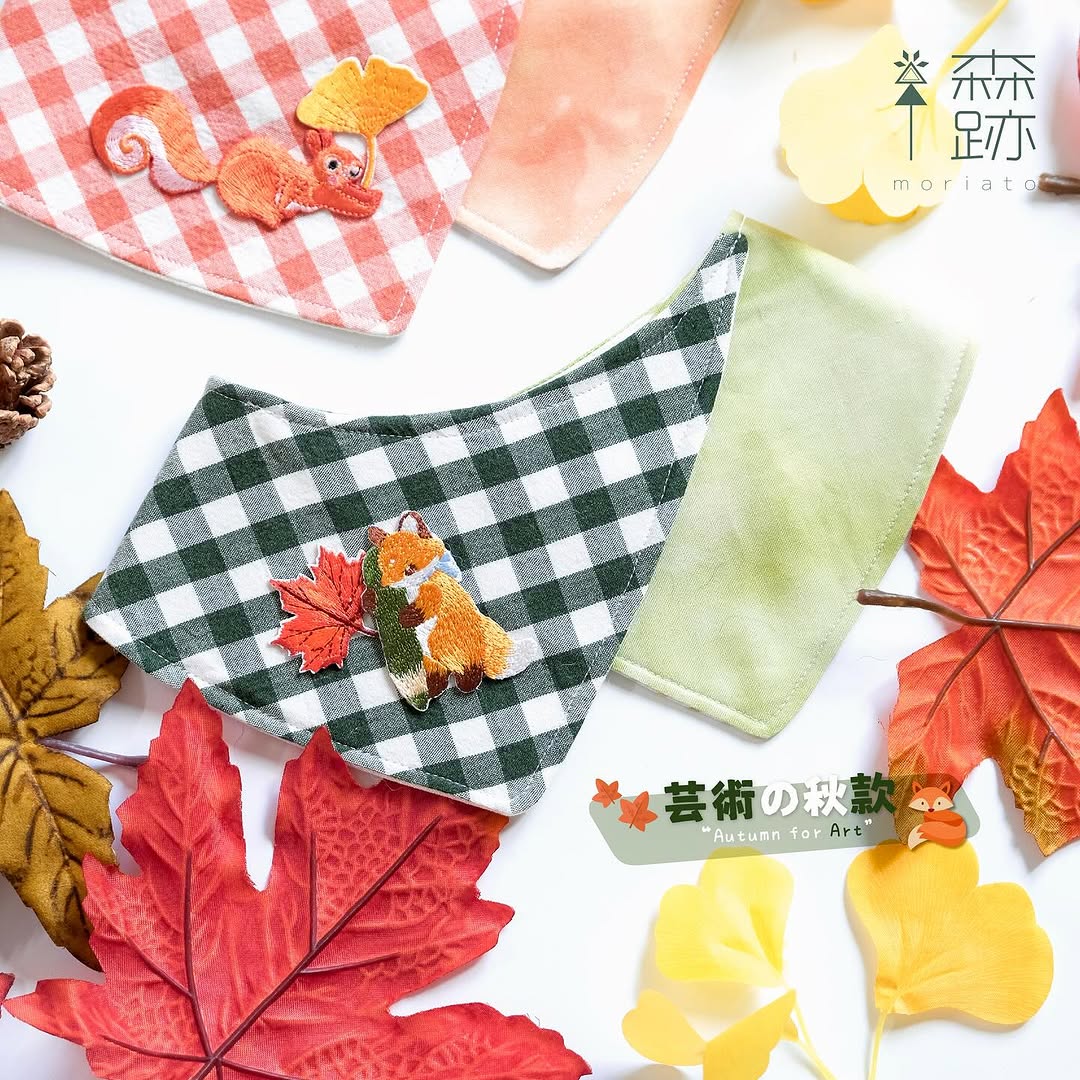 雙面雙峰三角巾系列 ’24 ：一葉の秋 DOUBLE-SIDED LAYERED BANDANA COLLECTION ‘24：THE ’AUTUMN OF‘ SERIES