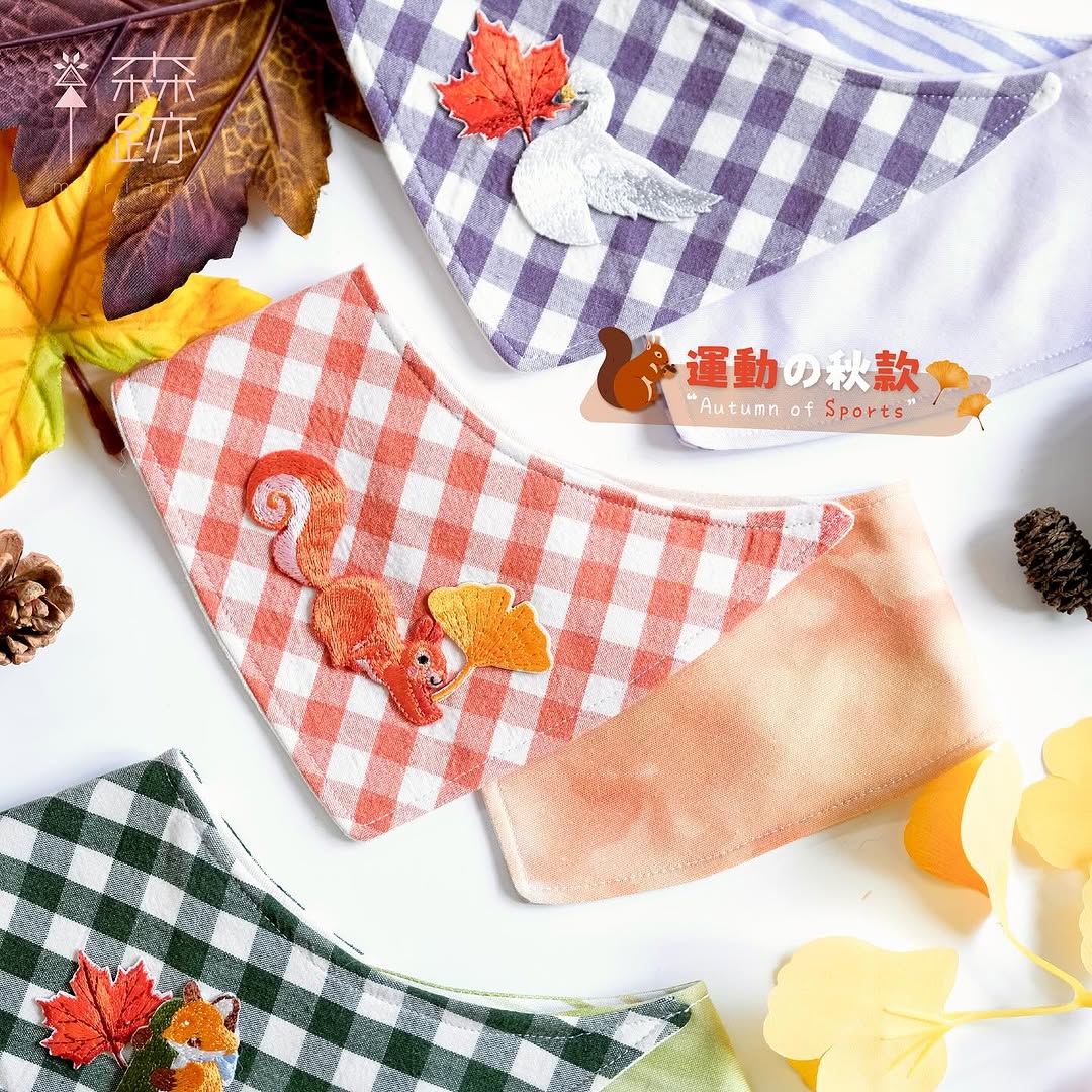 雙面雙峰三角巾系列 ’24 ：一葉の秋 DOUBLE-SIDED LAYERED BANDANA COLLECTION ‘24：THE ’AUTUMN OF‘ SERIES